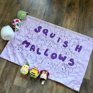Squishmallows bundle lot Purple pillowcase 3 plush stuffies 2 off brand 1 light